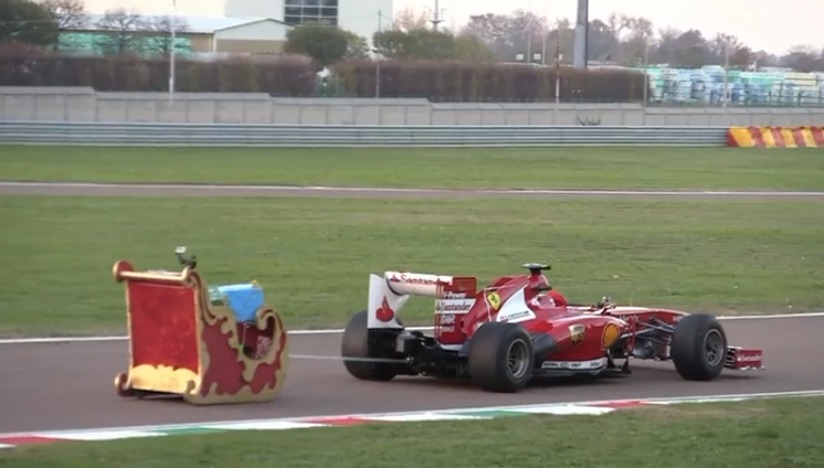 Ho Ho Ho: Santa Drives Ferrari Formula One Car