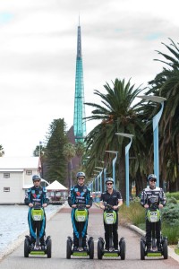 Scott McLaughlin Robert Dahlgren Lee Holdsworth and Todd Kelly with Bell Tower - credit Travis Hayto