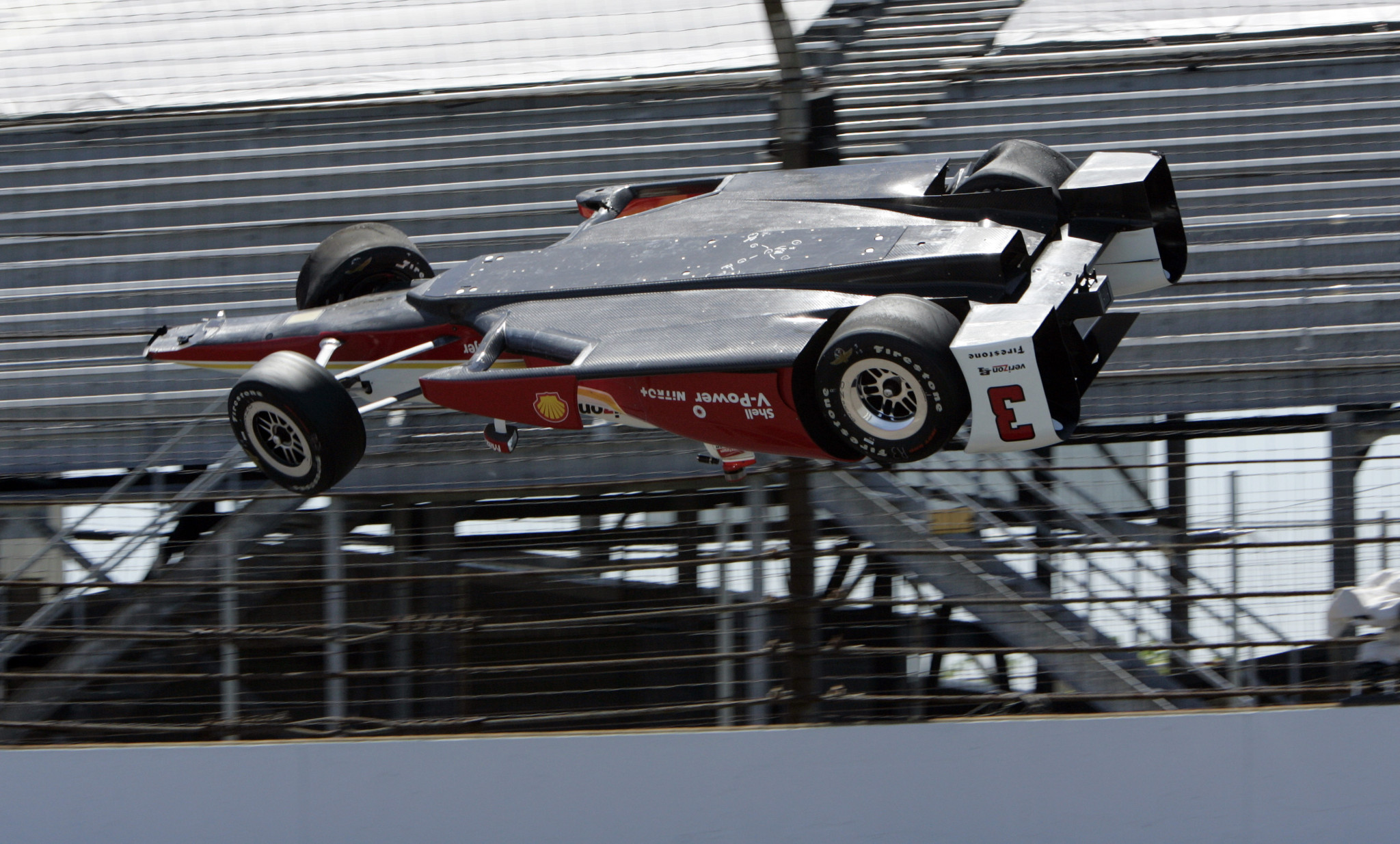 CRASH OF THE WEEK: Castroneves escapes scary flip in Indy 500 testing